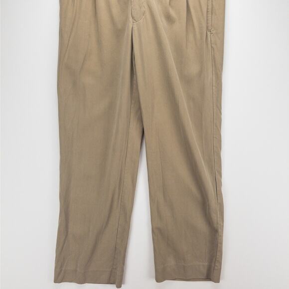 Banana Republic Pleated Silk Blend Pants Men’s 34 Tan Relaxed Fit Straight Leg - Picture 5 of 13